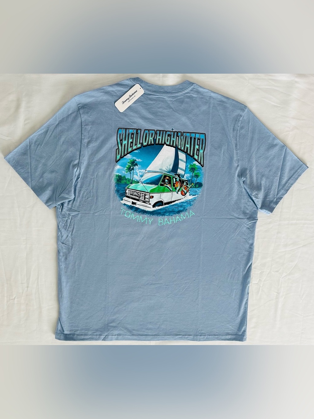 Tommy Bahama Men’s SHELL OR HIGH WATER Pocket T-shirt XL Blue NWT Guitar Turtle